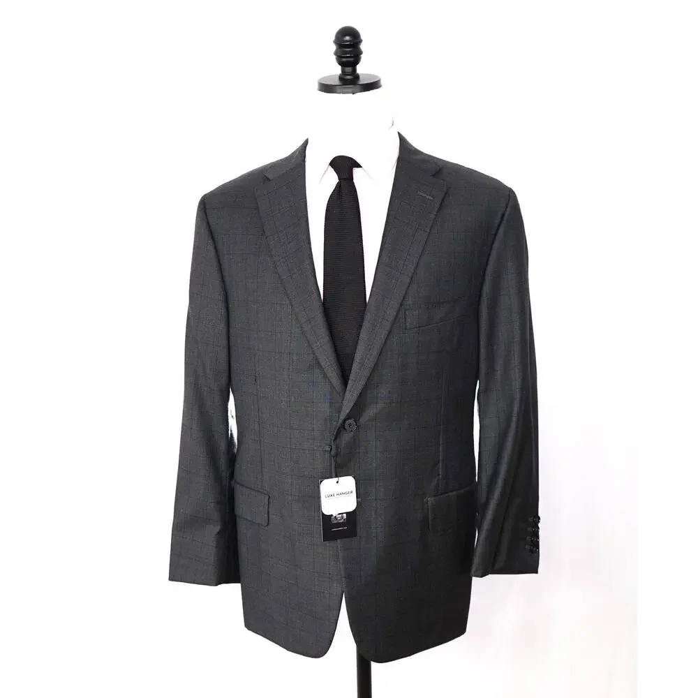 $1,695 LORO PIANA For HICKEY FREEMAN-Gray Plaid Wool Suit- 46R